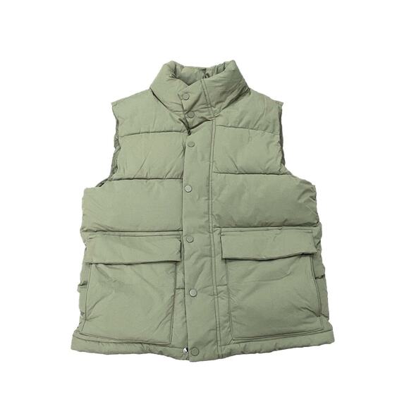 Gap Puffer Vest Mens Size XS Green With Pockets Zip Snap Front Primaloft Pure - Picture 1 of 12